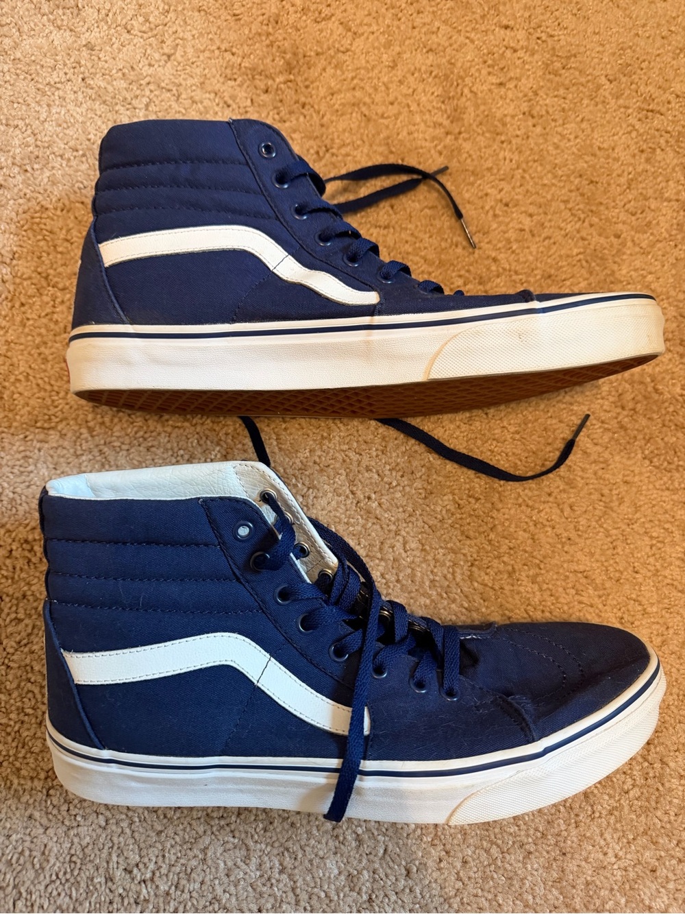 New York Yankees Vans High-Top Canvas Sneakers - Navy & White